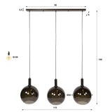 Hanging lamps - Hanging lamp 3 - light brown glass black metal Valeo 115 cm - Dimehouse