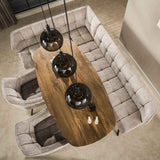 Hanging lamps - Hanging lamp 3 - light brown glass black metal Valeo 115 cm - Dimehouse