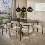 Hanging lamps - Hanging lamp 3 - light brown glass black metal Valeo 115 cm - Dimehouse