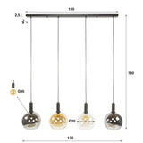 Hanging lamps - Hanging lamp 4 - light colored glass black metal Valeo 135 cm - Dimehouse