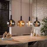 Hanging lamps - Hanging lamp 4 - light colored glass black metal Valeo 135 cm - Dimehouse