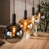 Hanging lamps - Hanging lamp 4 - light colored glass black metal Valeo 135 cm - Dimehouse