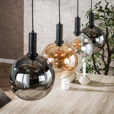 Hanging lamps - Hanging lamp 4 - light colored glass black metal Valeo 135 cm - Dimehouse