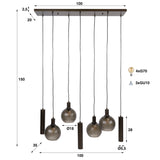 Hanging lamps - Hanging lamp 7 - light brown frosted glass bronze metal Valeo 110 cm - Dimehouse