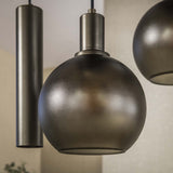 Hanging lamps - Hanging lamp 7 - light brown frosted glass bronze metal Valeo 110 cm - Dimehouse