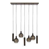 Hanging lamps - Hanging lamp 7 - light brown frosted glass bronze metal Valeo 110 cm - Dimehouse