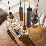 Hanging lamps - Hanging lamp 5 - light stepped colored glass black metal Valeo - Dimehouse