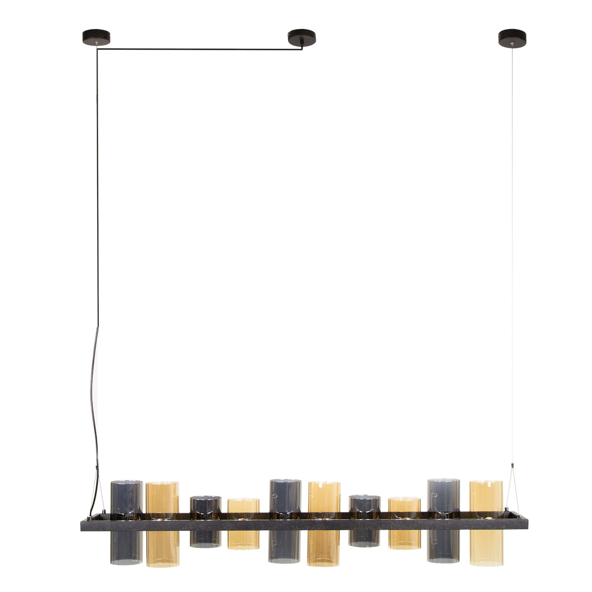 Hanging lamps - Hanging lamp Khai 10 - light cylinder mixed glass - Dimehouse