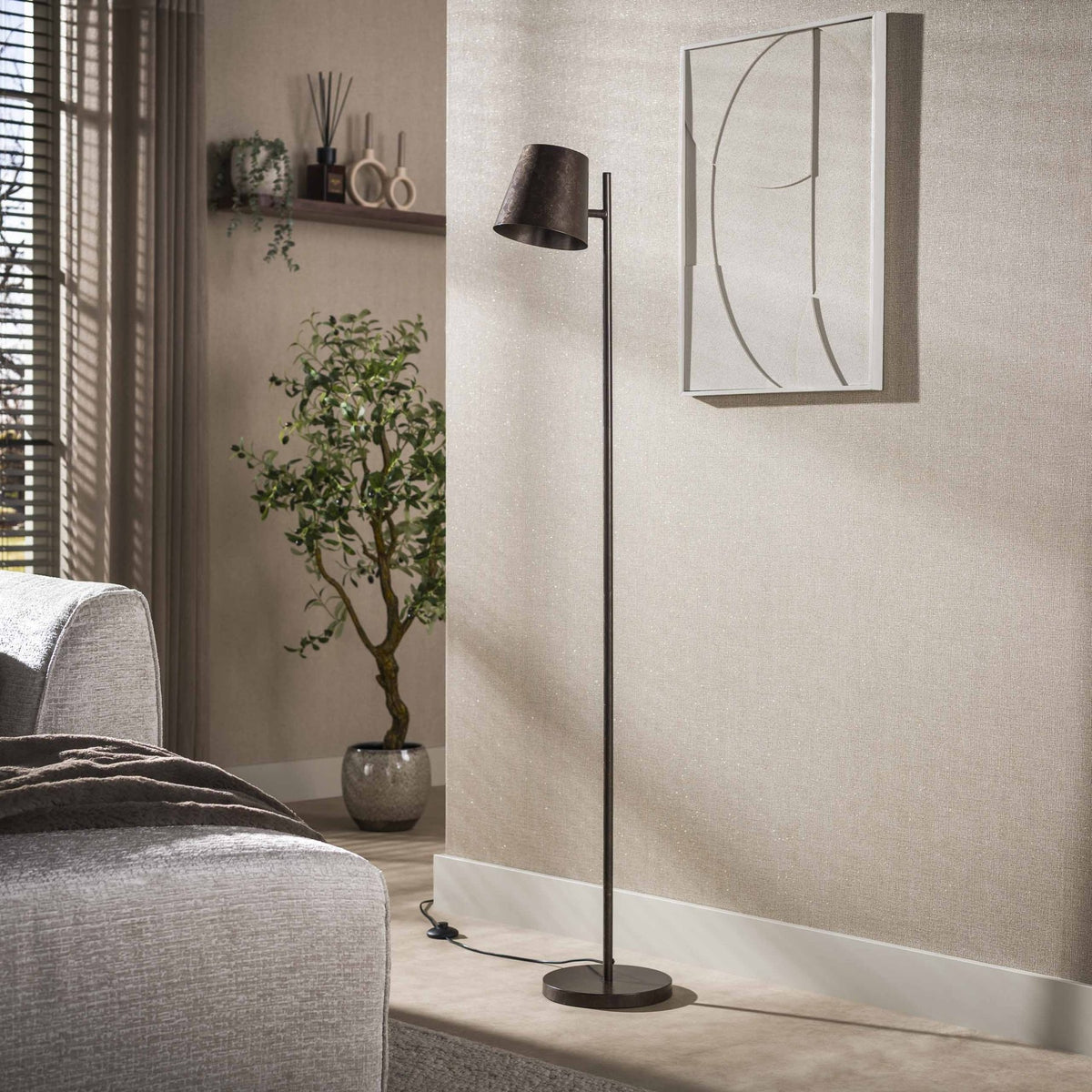 Floor lamps - Industrial floor lamp Sienna metal brown - Dimehouse