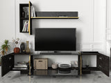 TV Furniture - TV Furniture Set Veyron Black Gold Melamine 180x45x32.3 cm - Dimehouse