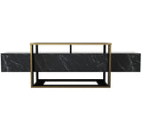 TV Furniture - TV Furniture Bianco Black Gold Melamine 160x49.8x46.1 cm - Dimehouse