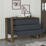 Chests of drawers - Chest of drawers Bumerang Walnut Anthracite Melamine 110x76x44.8 cm - Dimehouse