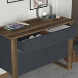 Chests of drawers - Chest of drawers Bumerang Walnut Anthracite Melamine 110x76x44.8 cm - Dimehouse