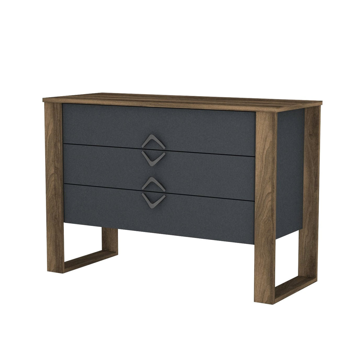 Chests of drawers - Chest of drawers Bumerang Walnut Anthracite Melamine 110x76x44.8 cm - Dimehouse