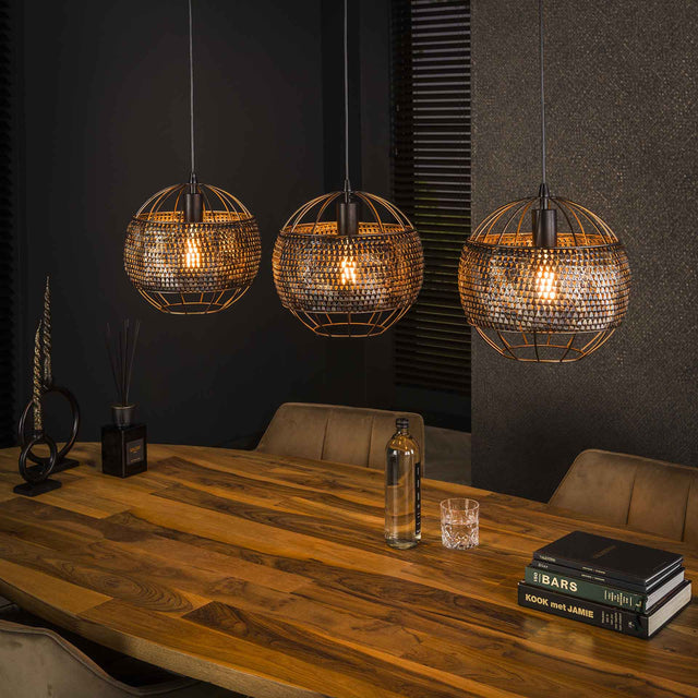 Hanging lamps - Hanging lamp Alfie 3 - light metal black brown - Dimehouse