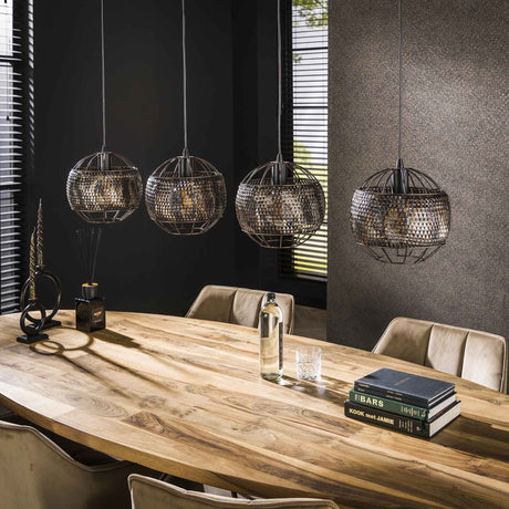 Hanging lamps - Hanging lamp Alfie 4 - light metal black brown - Dimehouse