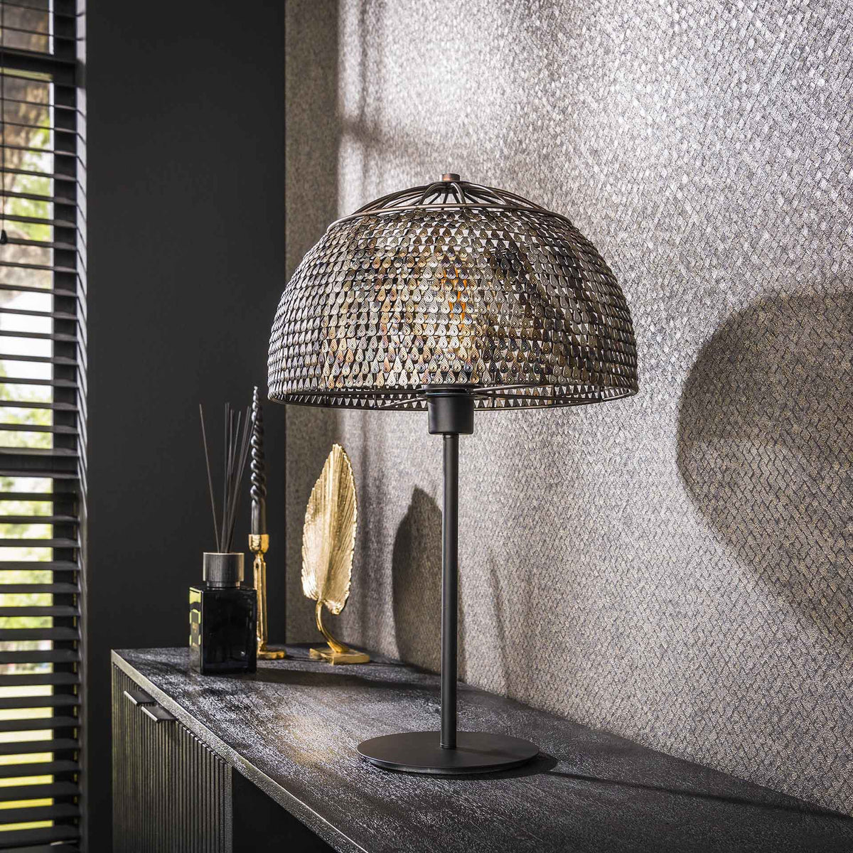 Table lamps - Table lamp Alfie Ø35 metal black brown - Dimehouse