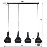 Hanging lamp Aya 4 Black-Brown DH Interior Brown LxWxH 123x45x28 Black brown White photo size indication