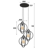 Hanging lamp Otan DH Interior Charcoal LxWxH 48x46x45 Metal White photo size indication