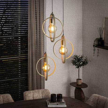 Hanging lamps - Modern Hanging Lamp Beige Otan stepped 3 - lights - Dimehouse