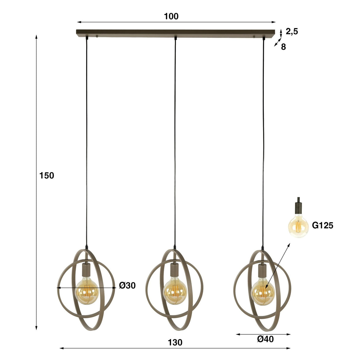 Hanging lamps - Modern Hanging Lamp Beige Otan 3 - lights - Dimehouse