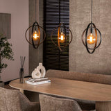 Hanging lamps - Hanging lamp Industrial - black - round metal - Otan 3 - light - Dimehouse