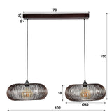 Hanging lamp Jill DH Interior Black LxWxH 88x49x29 Nickel White photo size indication