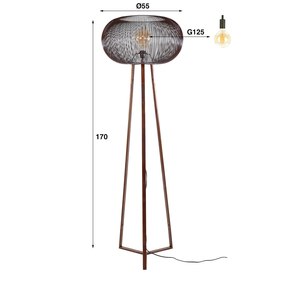 Floor lamps - Floor lamp Jill 3 - copper leg Ø55 cm - Dimehouse