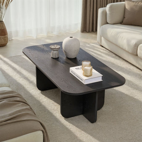 Akira coffee table wood black 120 cm Melamine-coated wood composite