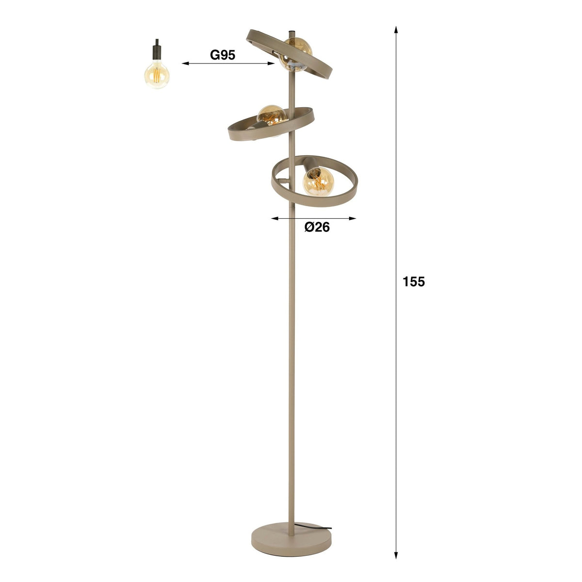 Floor Lamps - Modern Floor Lamp Otan 3L Beige 155 cm - Dimehouse