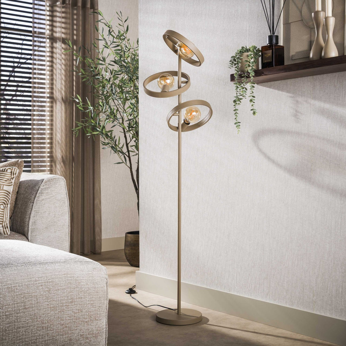 Floor Lamps - Modern Floor Lamp Otan 3L Beige 155 cm - Dimehouse