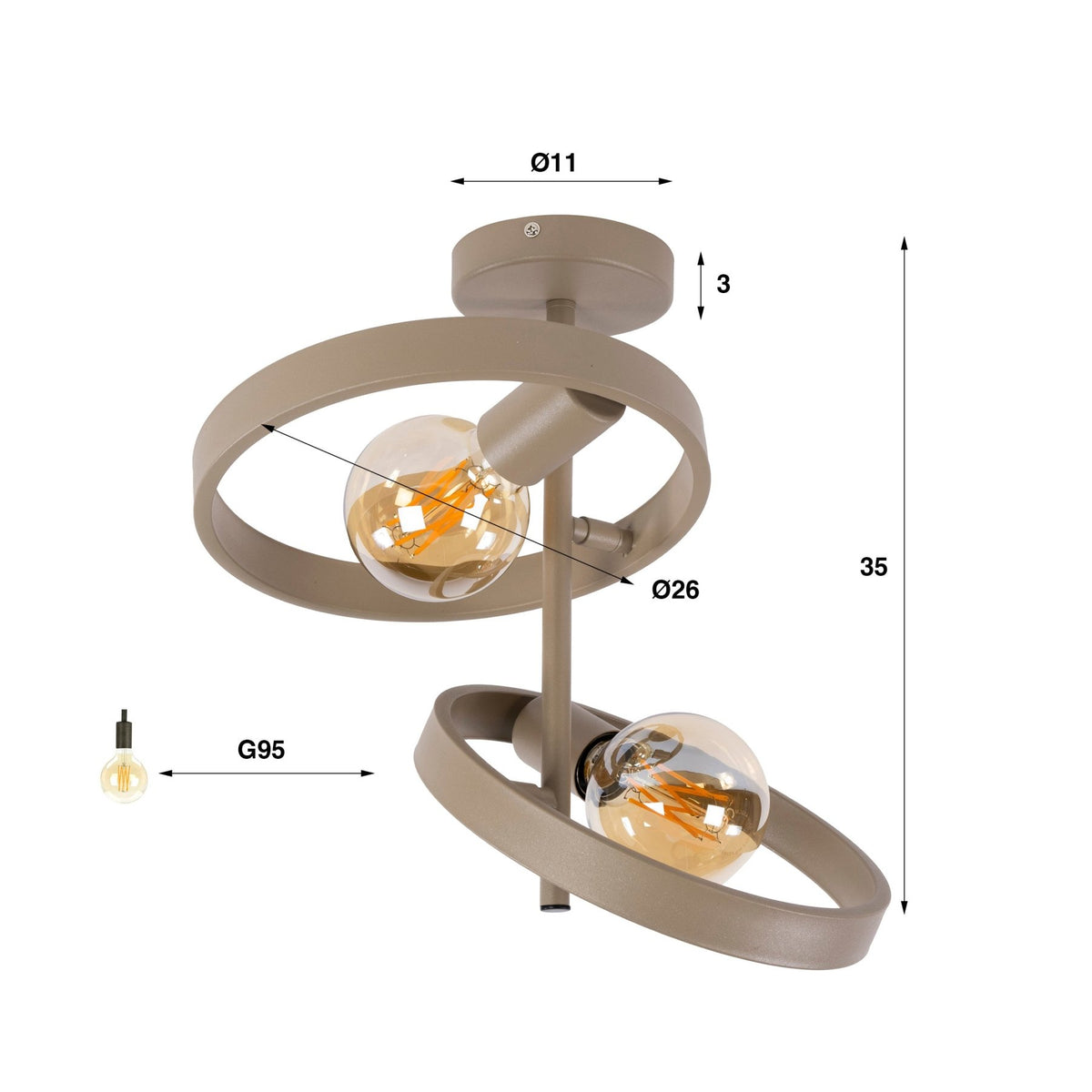 Hanging lamps - Modern Ceiling Lamp Otan 2 - light Beige 42 cm - Dimehouse