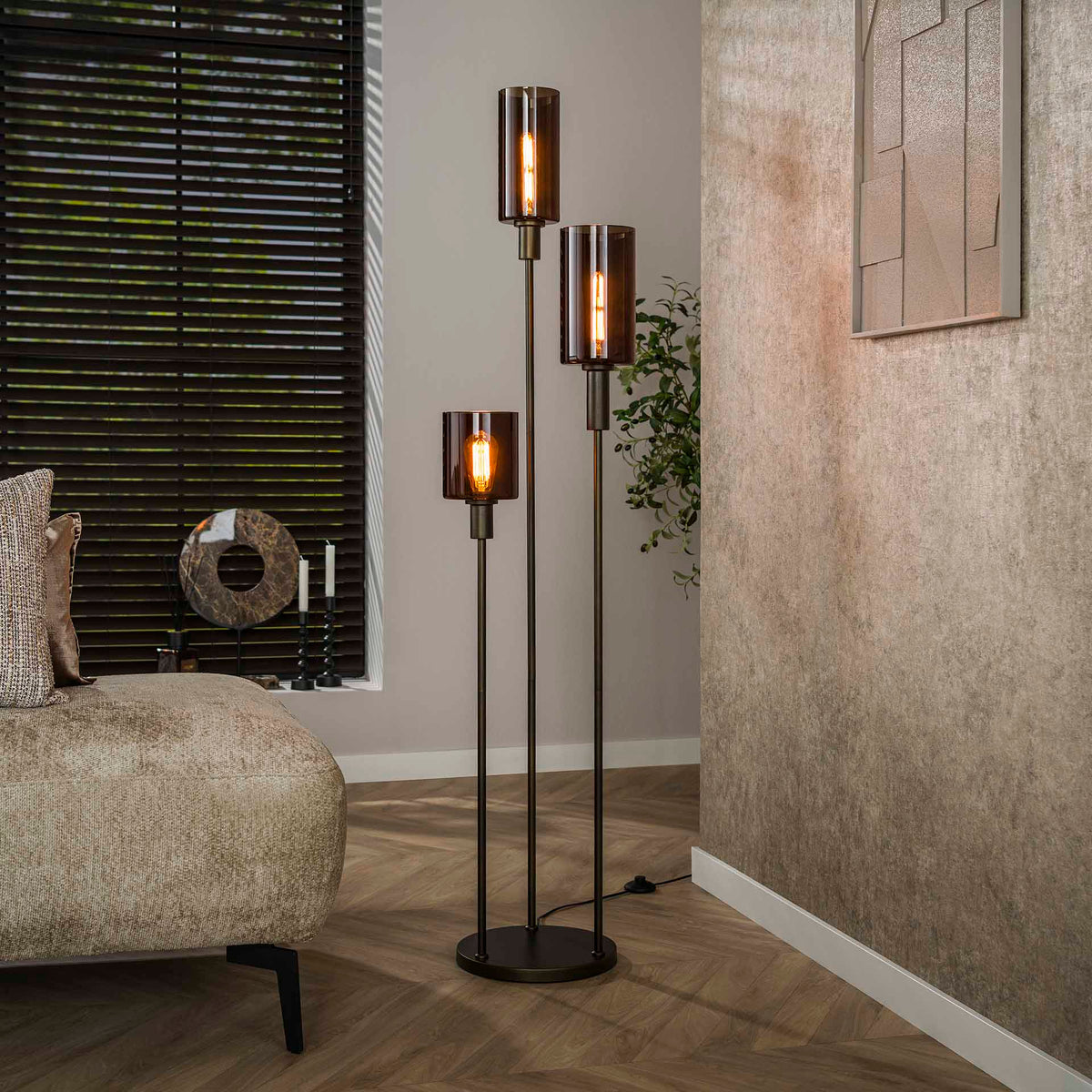 Floor Lamps - Modern Floor Lamp 3 - Light Stepped Sienna Brown - Dimehouse