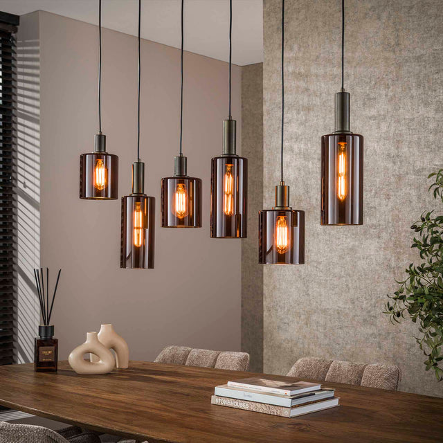Hanging lamps - Modern Hanging Lamp Aureo 6 - light Sienna Brown 118 cm - Dimehouse