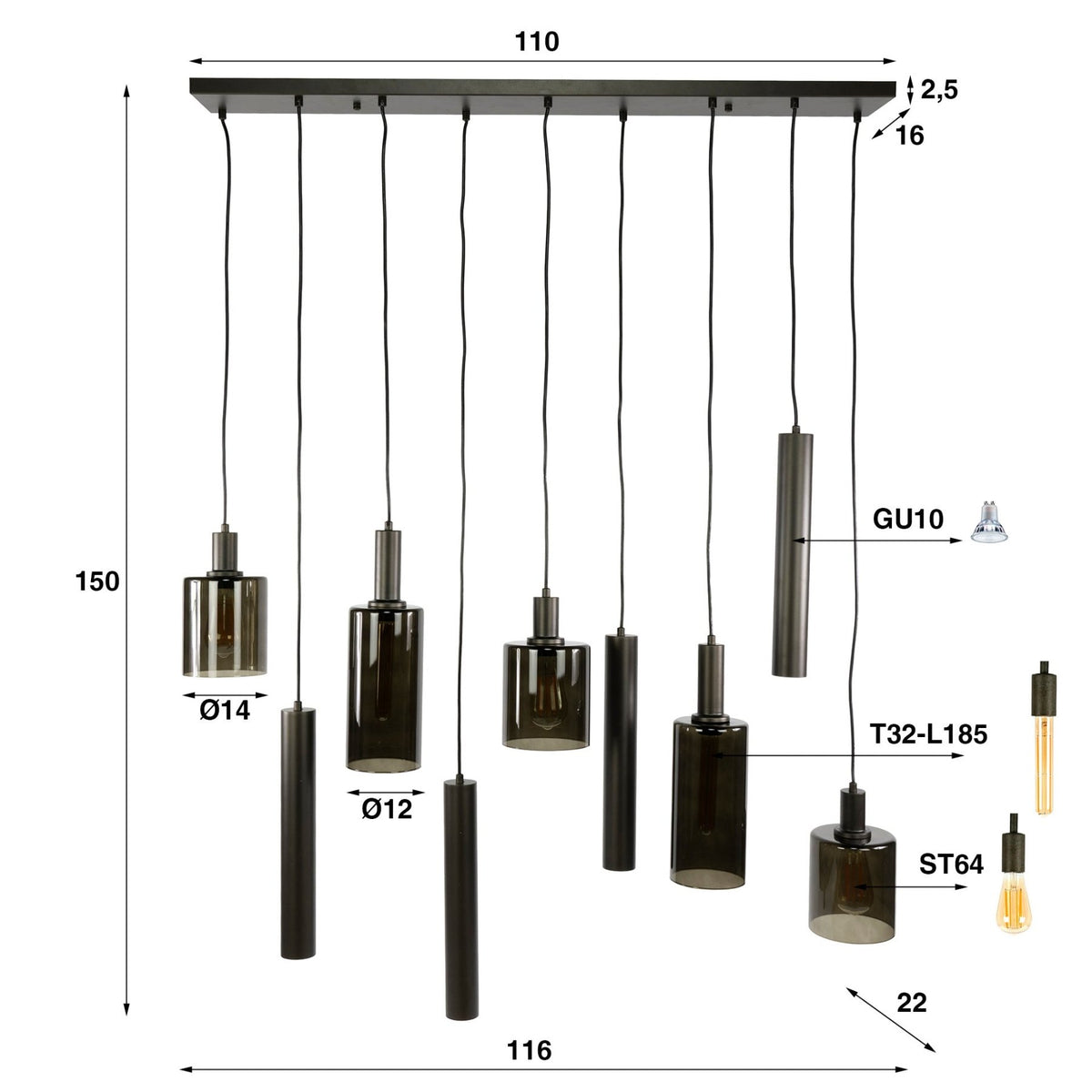Hanging lamps - Modern Hanging Lamp Aureo 9 - light Sienna brown - Dimehouse