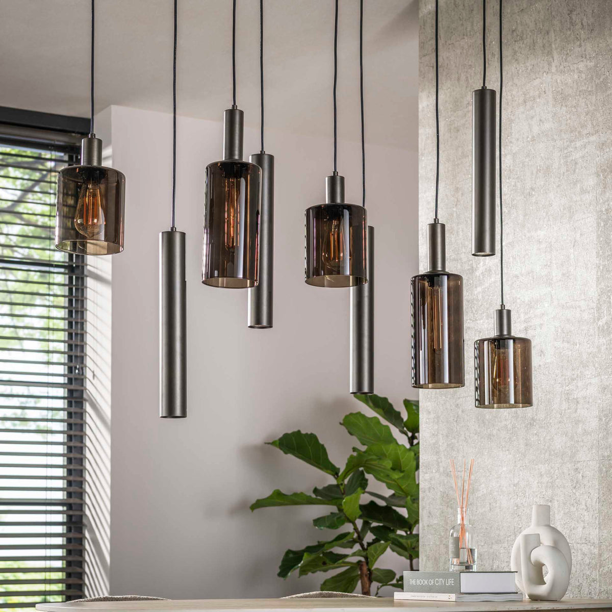 Hanging lamps - Modern Hanging Lamp Aureo 9 - light Sienna brown - Dimehouse