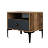 Bedside tables - Bedside table Lizbon Walnut Anthracite Melamine 56x50.8x40 cm - Dimehouse