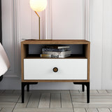 Bedside tables - Bedside table Lizbon Walnut White Melamine 56x50.8x40 cm - Dimehouse