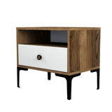 Bedside tables - Bedside table Lizbon Walnut White Melamine 56x50.8x40 cm - Dimehouse