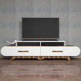 TV Furniture - TV Furniture Flora Walnut White Melamine 205x50x36.8 cm - Dimehouse