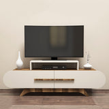 TV Furniture - TV Furniture Rose Walnut Cream Melamine 145x49.8x36.8 cm - Dimehouse