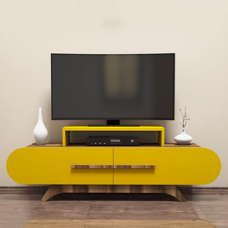 TV Furniture - TV Furniture Rose Walnut Yellow Melamine 145x49.8x36.8 cm - Dimehouse