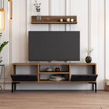 TV Furniture - TV Furniture Set Riga Walnut Anthracite Melamine 140x48x30 cm - Dimehouse