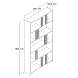 Bookcases - Asymmetrical bookcase white walnut melamine Lima 90x180x20 cm - Dimehouse