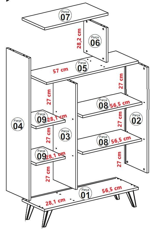 Bookcases - Scandinavian bookcase white melamine Form 90x132x32 cm - Dimehouse