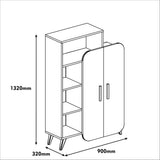 Bookcases - Scandinavian bookcase walnut white melamine Form 90x132x32 cm - Dimehouse