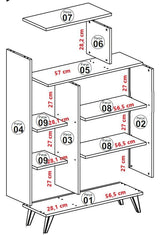 Bookcases - Scandinavian bookcase walnut white melamine Form 90x132x32 cm - Dimehouse