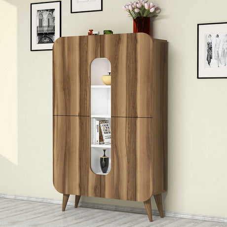 Wall cabinets - Wall cabinet Mine Walnut White Melamine 93x144x31.8 cm - Dimehouse