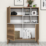 Wall cabinets - Wall cabinet Pulse Walnut White Melamine 100x115x30 cm - Dimehouse