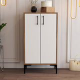 Shoe cabinets - Shoe cabinet Prag Walnut White Melamine 60x111x35 cm - Dimehouse